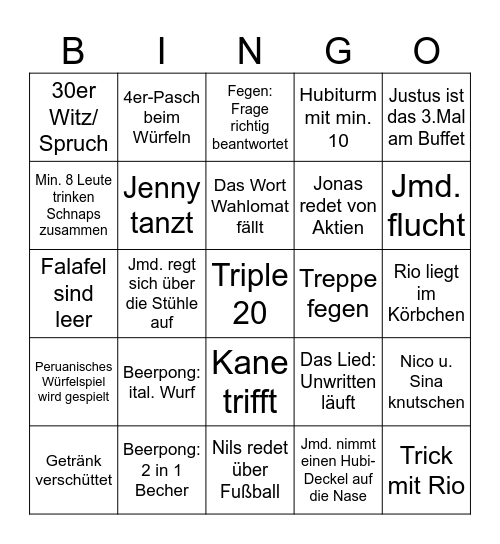 Nici's 30. Bingo-Bumms Bingo Card