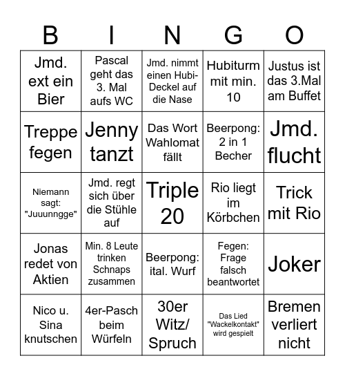 Nici's 30. Bingo-Bumms Bingo Card