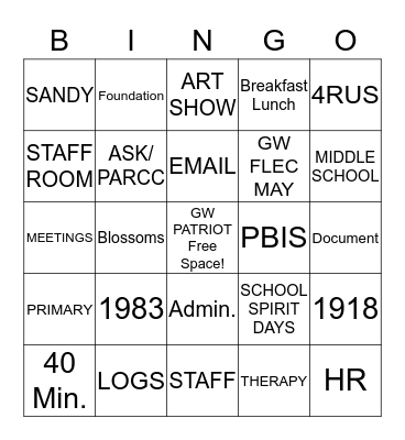 YCS GWS BINGO Card