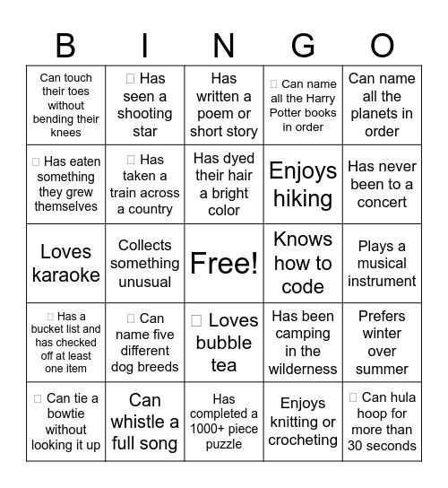 Bingo Card