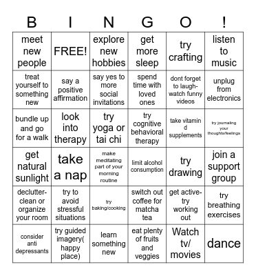 Seasonal affective disorder bingo :) Bingo Card