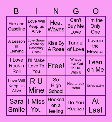 LOVE Bingo Card