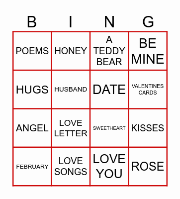Valentine's Day 2025 Bingo Card
