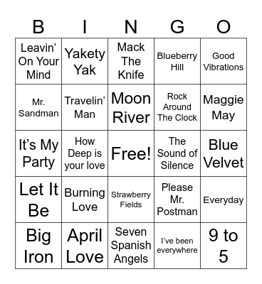 Music Bingo Card