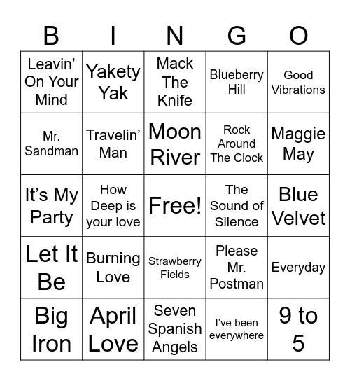 Music Bingo Card