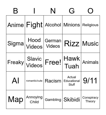 i love my wife Bingo Card