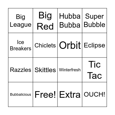 Bubble Gum Bingo Card
