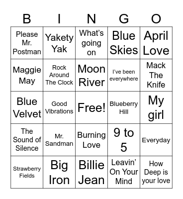 Music Bingo Card