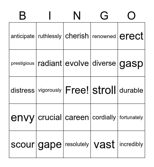 Valentines Bingo Card