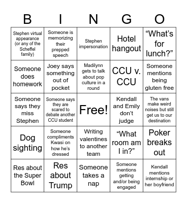 Debate bingo day one Bingo Card