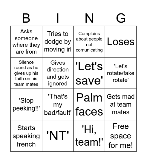 Paul Valorant Bingo Card