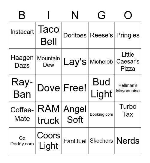 2025 Super Bowl Bingo Card