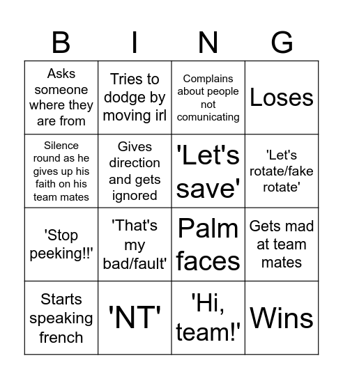 Paul Valorant Bingo Card