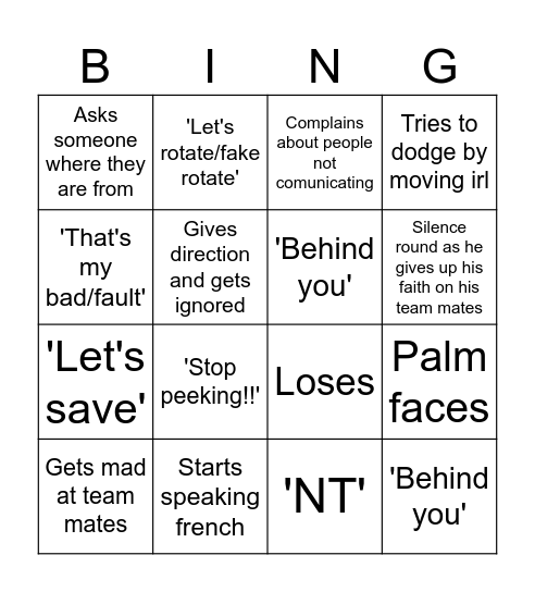 Paul Valorant Bingo Card