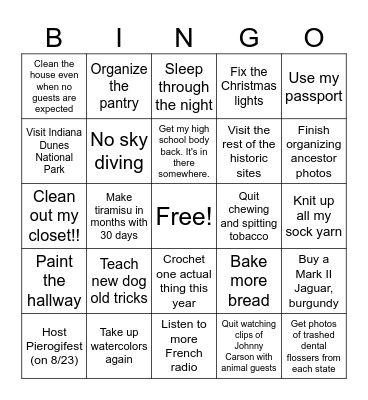 I resolve to..... Bingo Card
