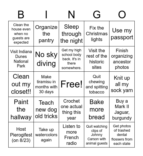 I resolve to..... Bingo Card