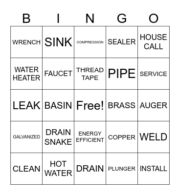PLUMBING BINGO Card