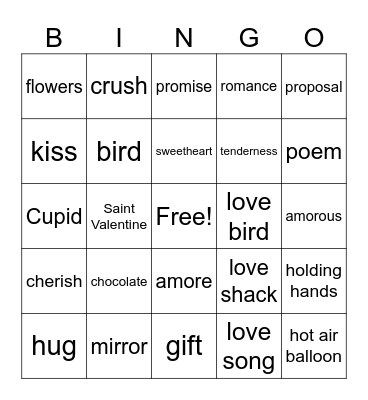 Valentine's BINGO Card