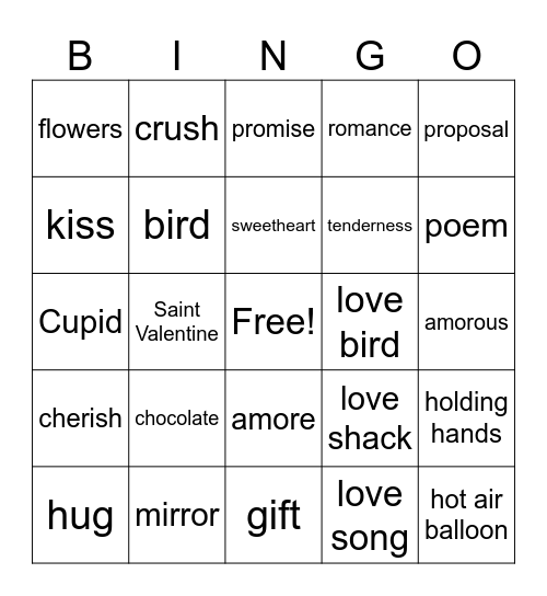 Valentine's BINGO Card