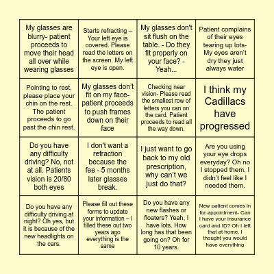 Eye On The Prize!!! Bingo Card