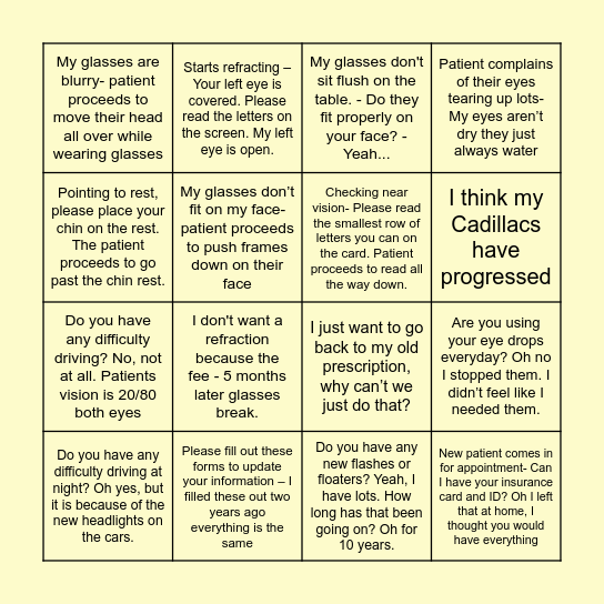 Eye On The Prize!!! Bingo Card