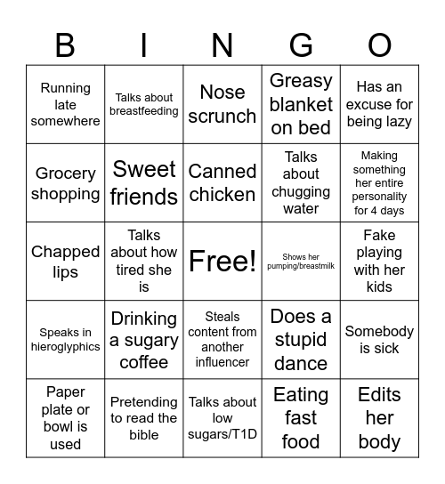 Lexi Dennis Bingo Card