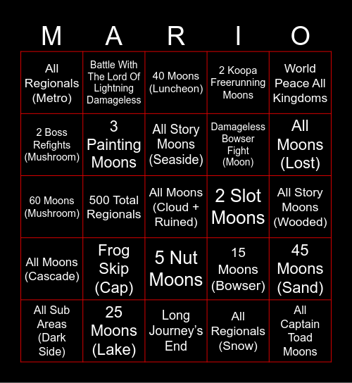 SMO Bingo Card