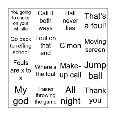Basketball Fans Bingo Card