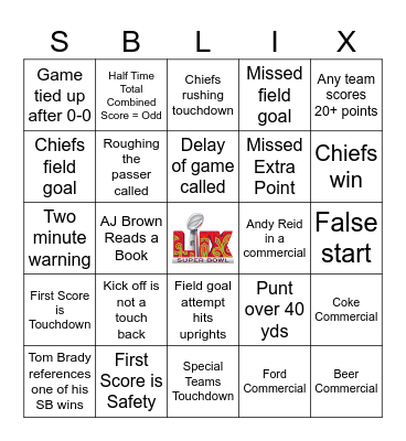 Super Bowl 2025 Bingo Card