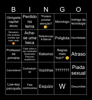 Bingo Dos professores do Iade Bingo Card