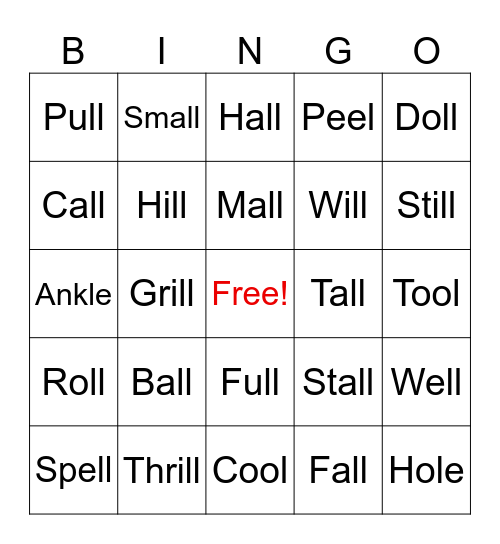 Articulation Bingo Card