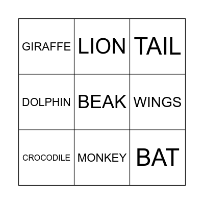 AT THE WILDLIFE PARK Bingo Card