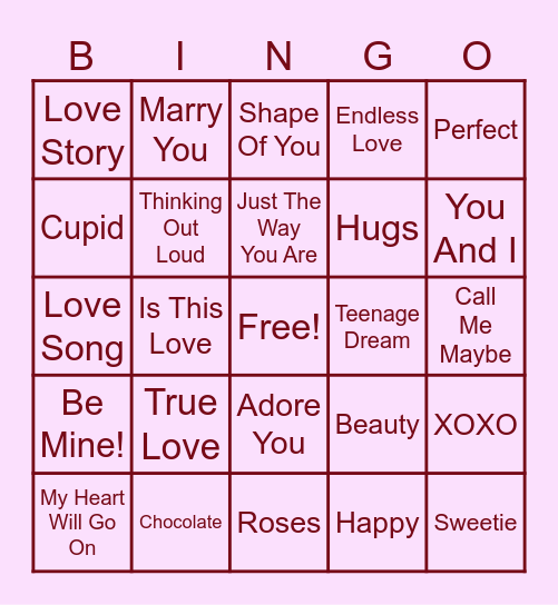 Valentine's Day Bingo! Bingo Card
