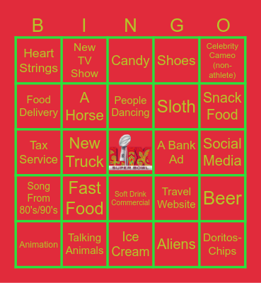 Super Bowl LXI Commercials Bingo Card