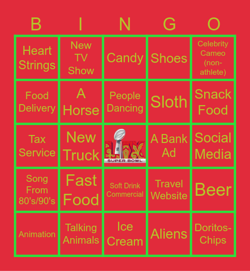 Super Bowl LXI Commercials Bingo Card