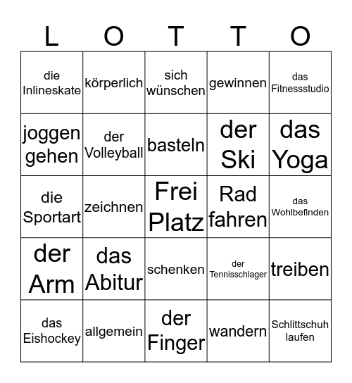 Deutsch II Kapitel X A Bingo Card