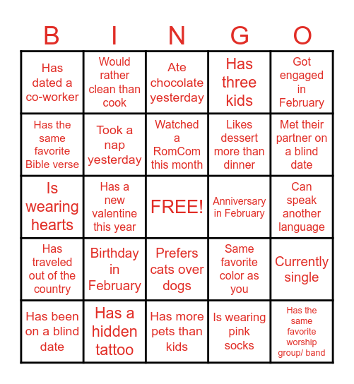 Find The Guest Galentine's Bingo Card