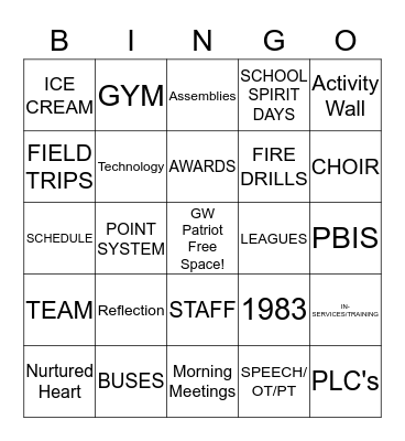 YCS - GWS BINGO Card