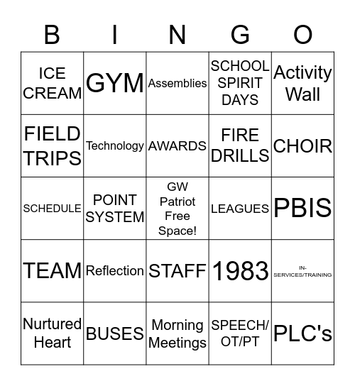 YCS - GWS BINGO Card