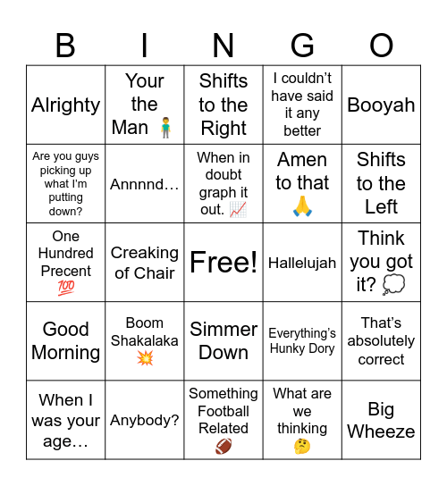 Big Man OC Bingo Card