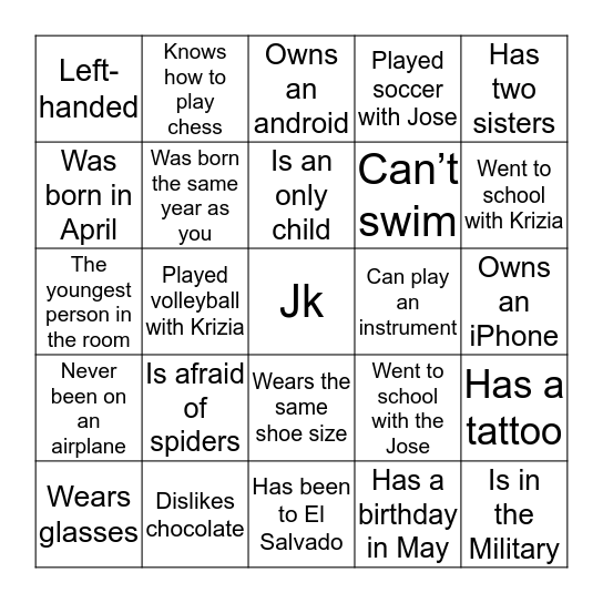 Find someone who.... Bingo Card