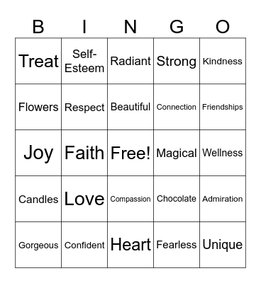 Self Love Bingo Card