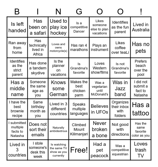 Sponsors Bingo! Bingo Card