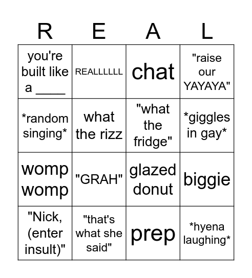 sam bingo Card