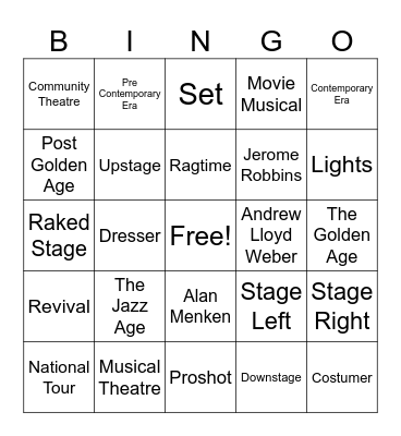 Broadway Bingo Card