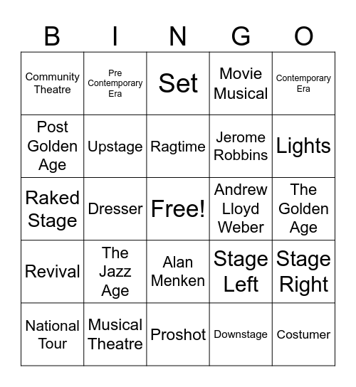 Broadway Bingo Card