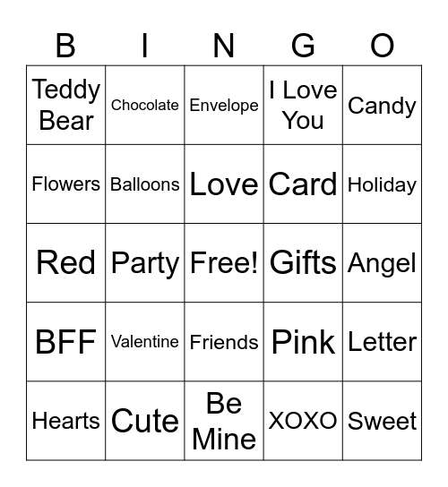 Sweetheart Dance BINGO Card