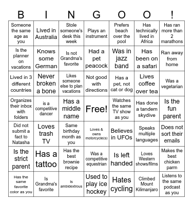 Sponsors Bingo! Bingo Card