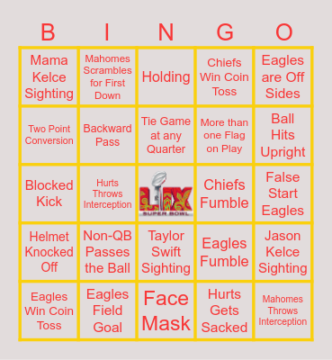 Super Bowl LIX Bingo Card