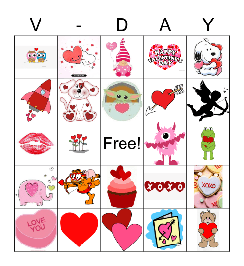 Valentines Day Bingo Card